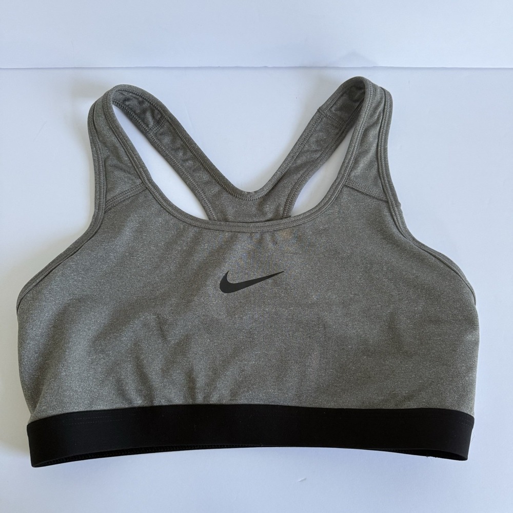 Nike Dri-fit Sports Bra Size Large GrayBlack Racerback Medium Impact Support